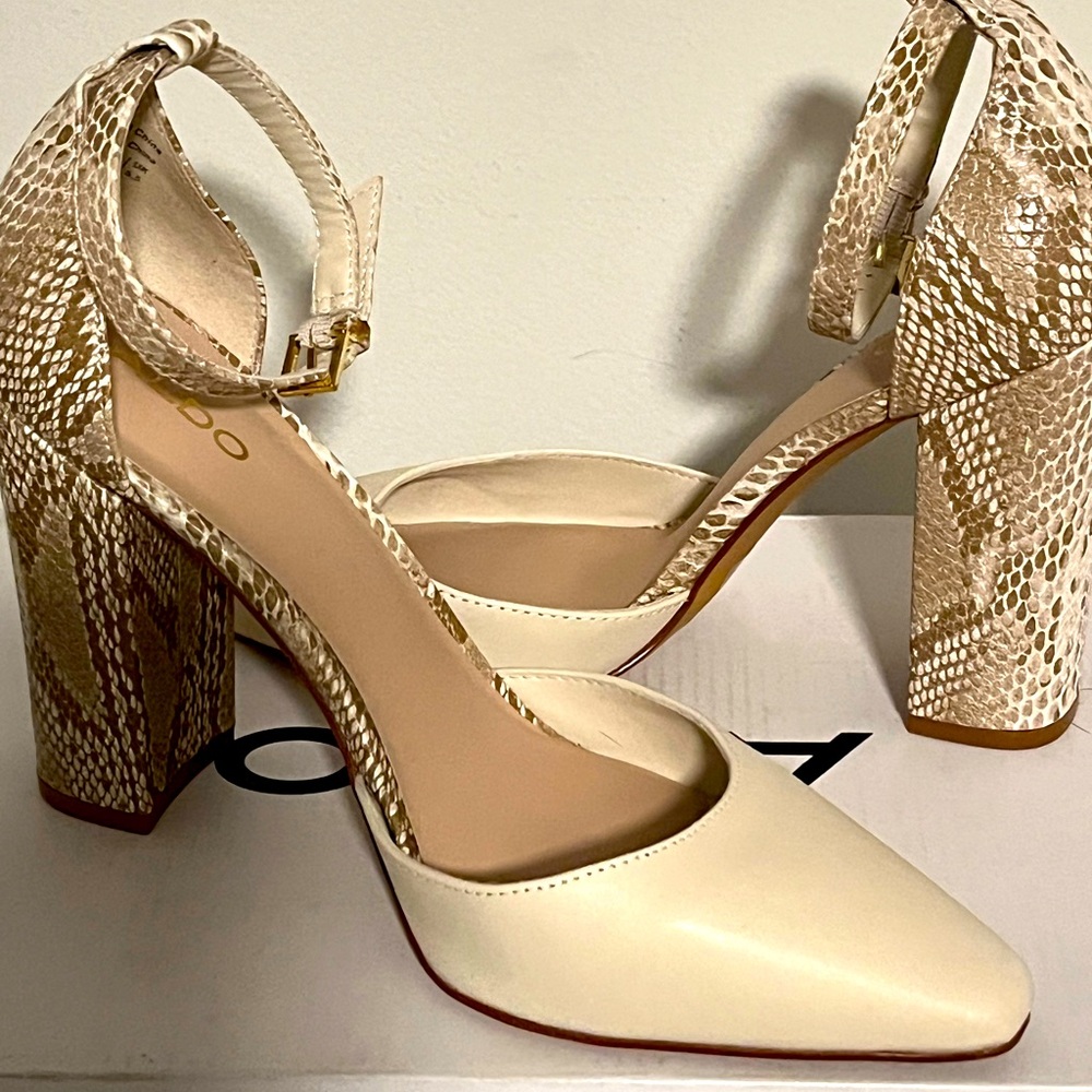 Aldo Stacked 3 1/2 in. Leather Heels. Sz 8. Worn twice. Paid $120. $65 OBO
